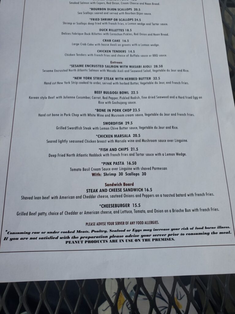 The Cockeyed Gull Restaurant Menu 4